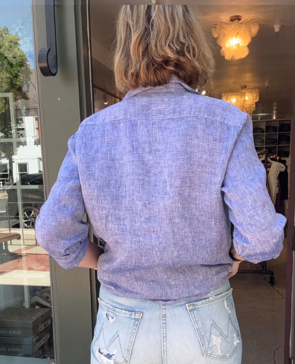Eileen Italian Linen Shirt Blue - PINK ARROWS
