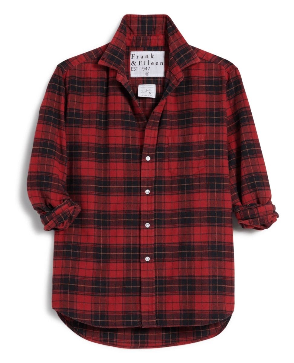 Eileen Relaxed Heather Red Black Plaid Flannel - PINK ARROWS