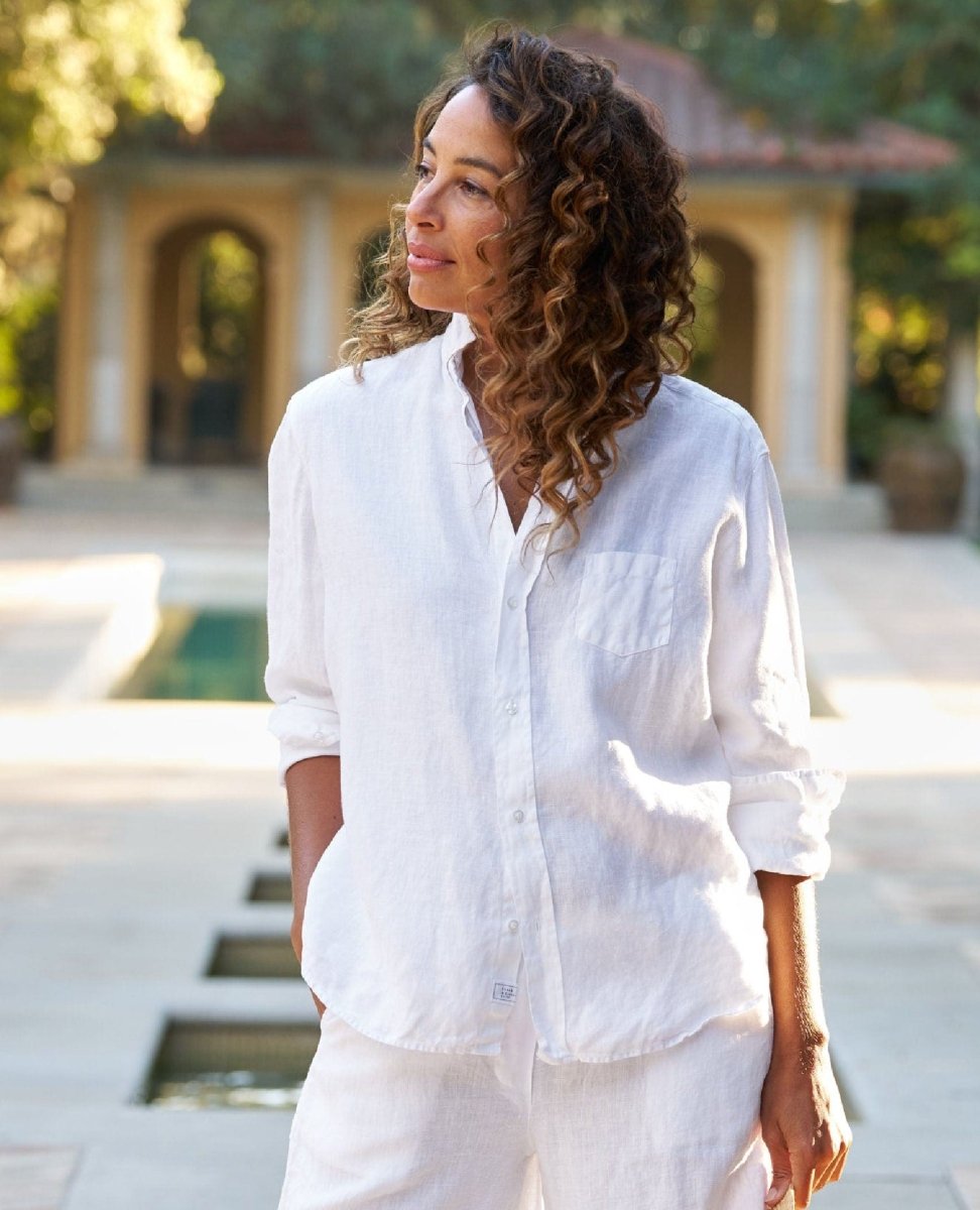 Eileen Washed Linen Shirt White - PINK ARROWS