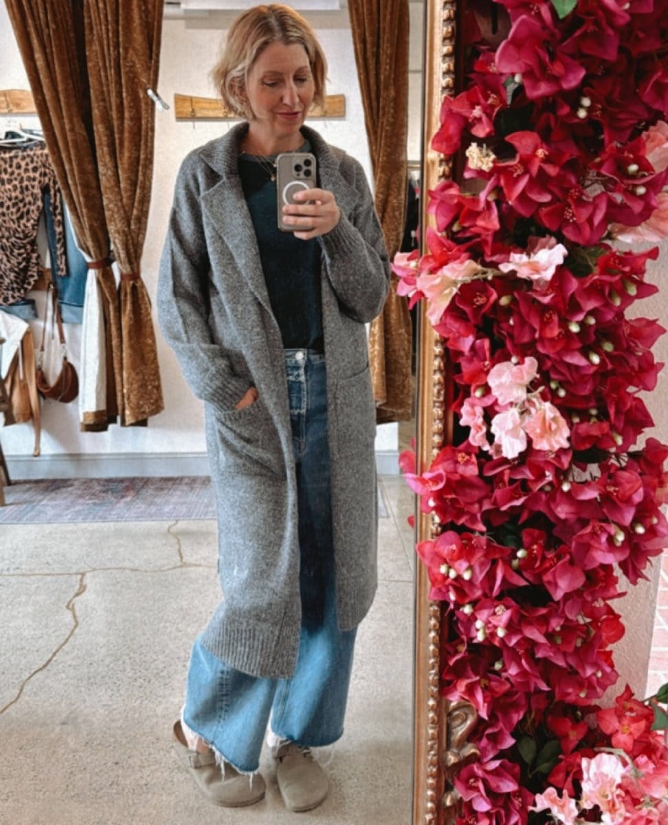 Favorite Long Cardigan Heather Charcoal - PINK ARROWS