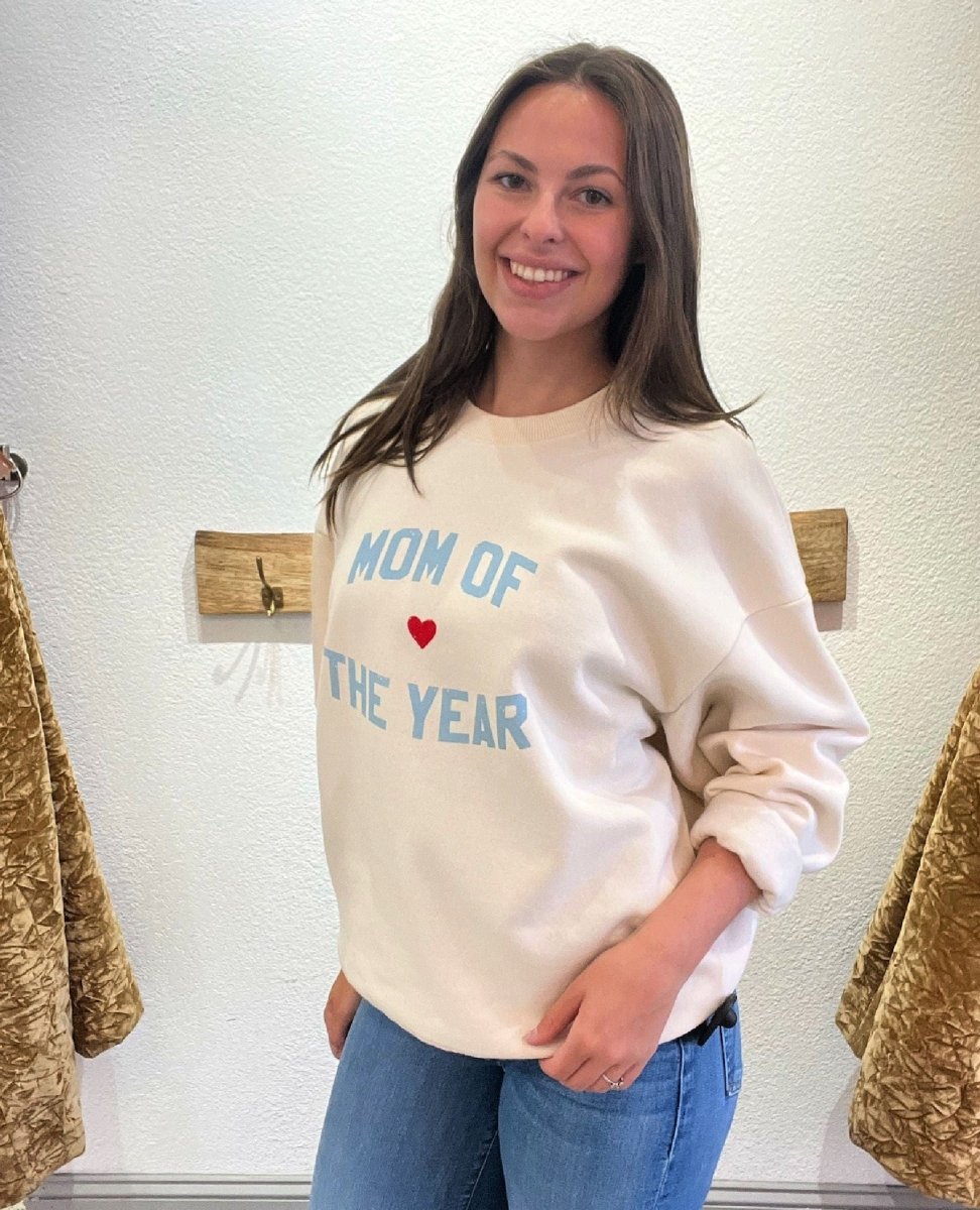 Favorite Mom Sweatshirt Baby Blue Heart - PINK ARROWS