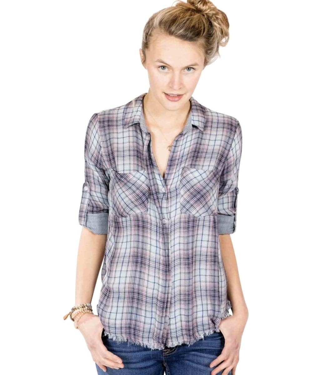 Fray Button Down, Morro Bay - PINK ARROWS