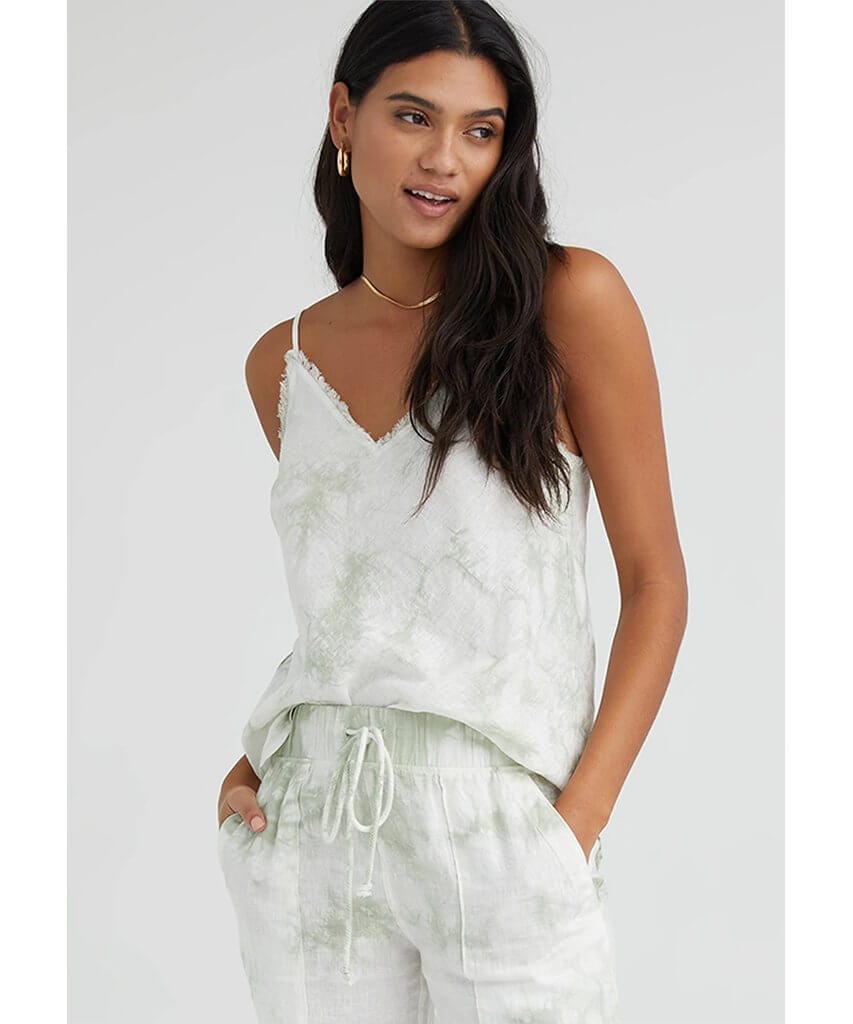Frayed Cami Soft Mint Tie Dye - PINK ARROWS