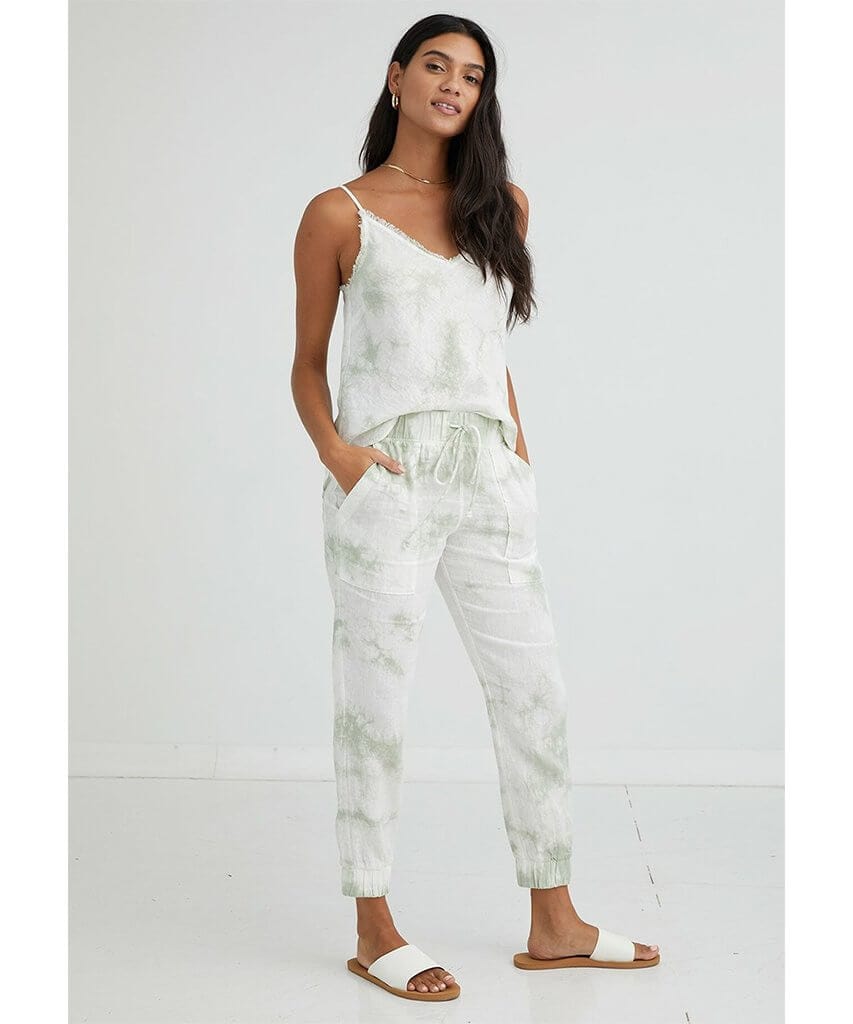 Frayed Cami Soft Mint Tie Dye - PINK ARROWS