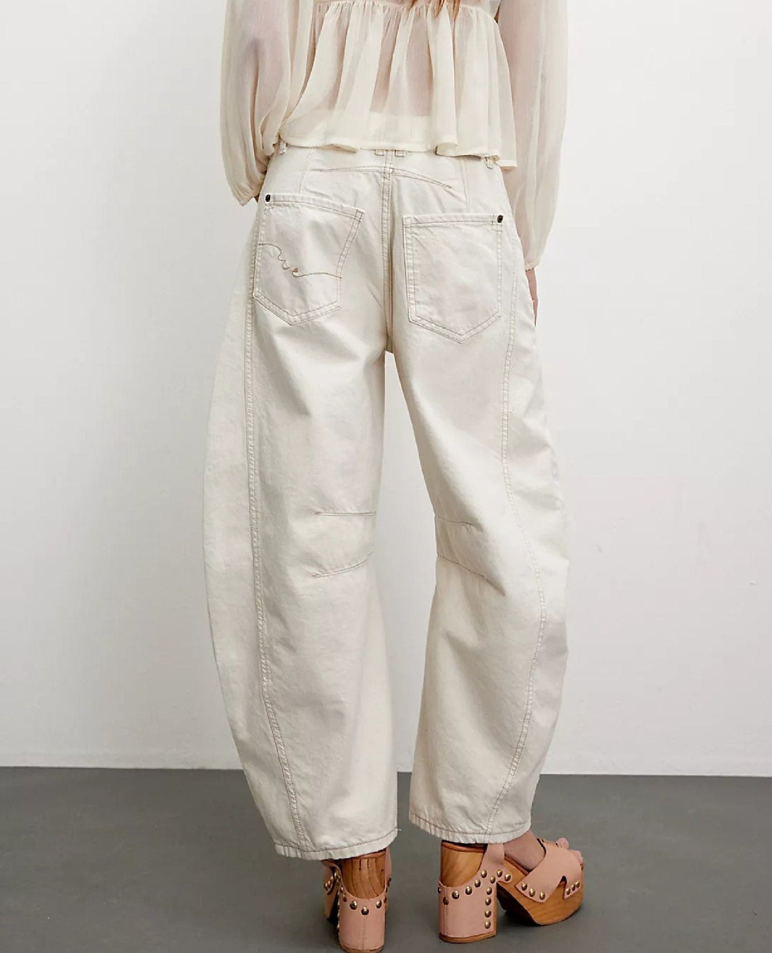 Free People Good Luck Barrel Jean Milk