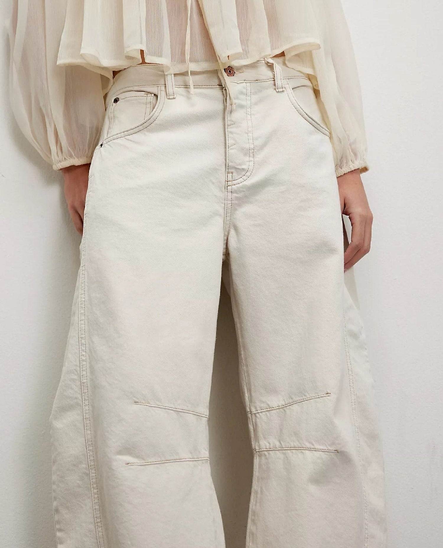 Free People Good Luck Barrel Jean Milk