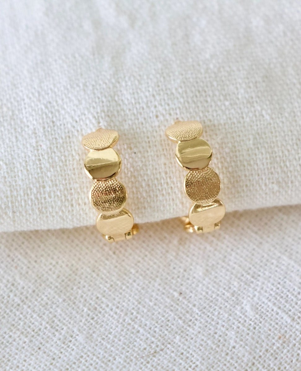 Full Moon Huggie Hoop Earrings - PINK ARROWS