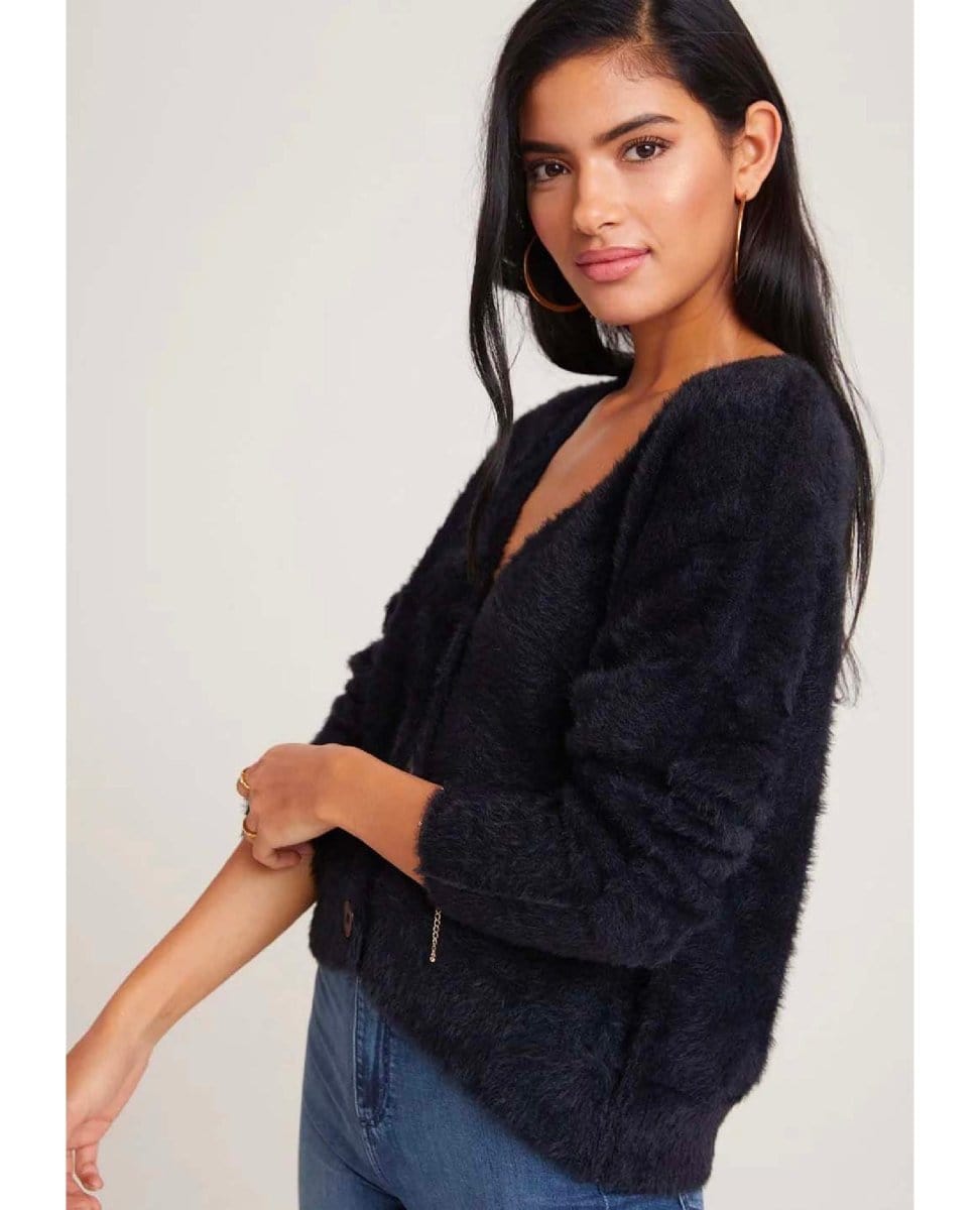 Fuzzy Cardigan Sweater Black - PINK ARROWS
