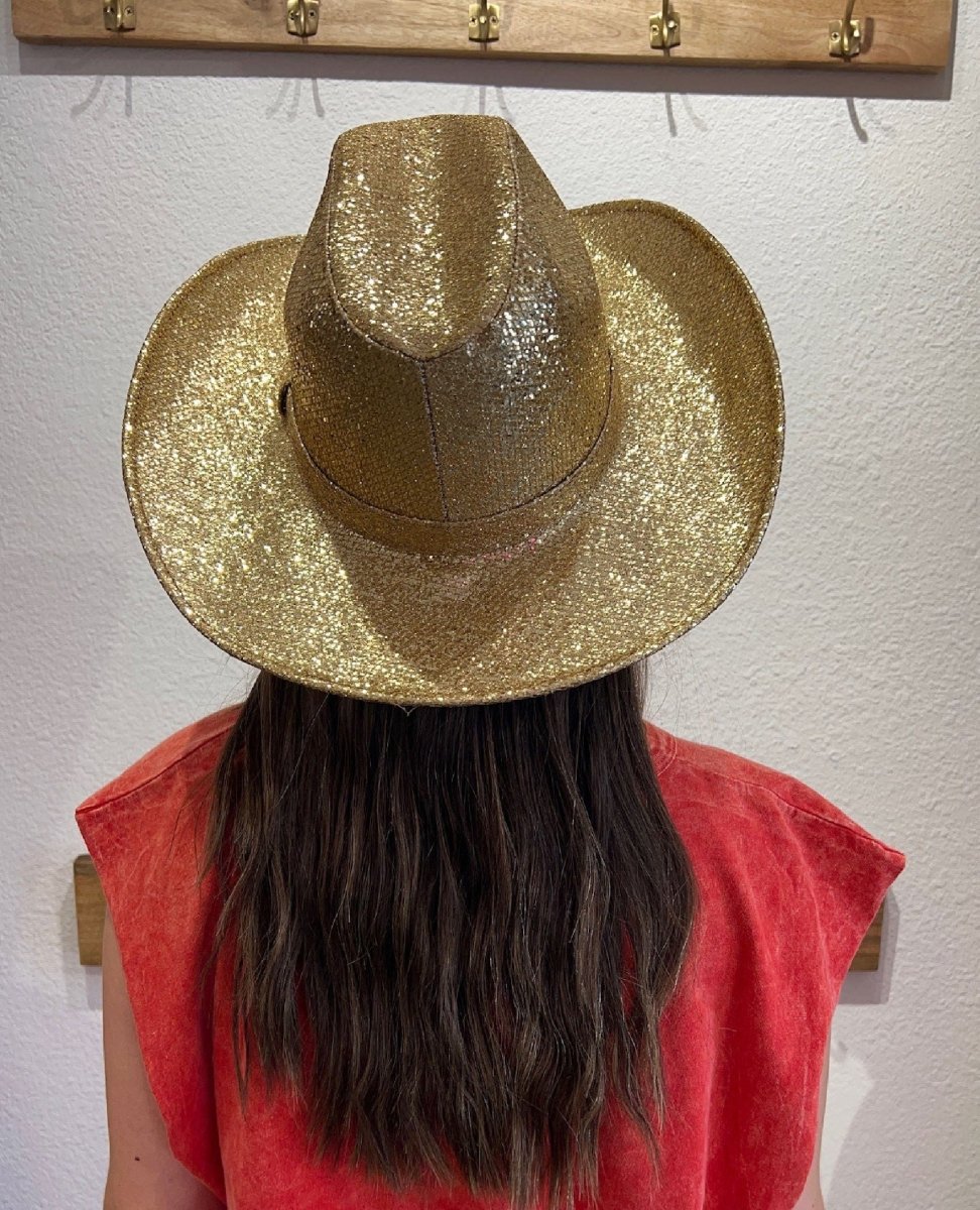 Glitter Cowboy Fedora Gold - PINK ARROWS