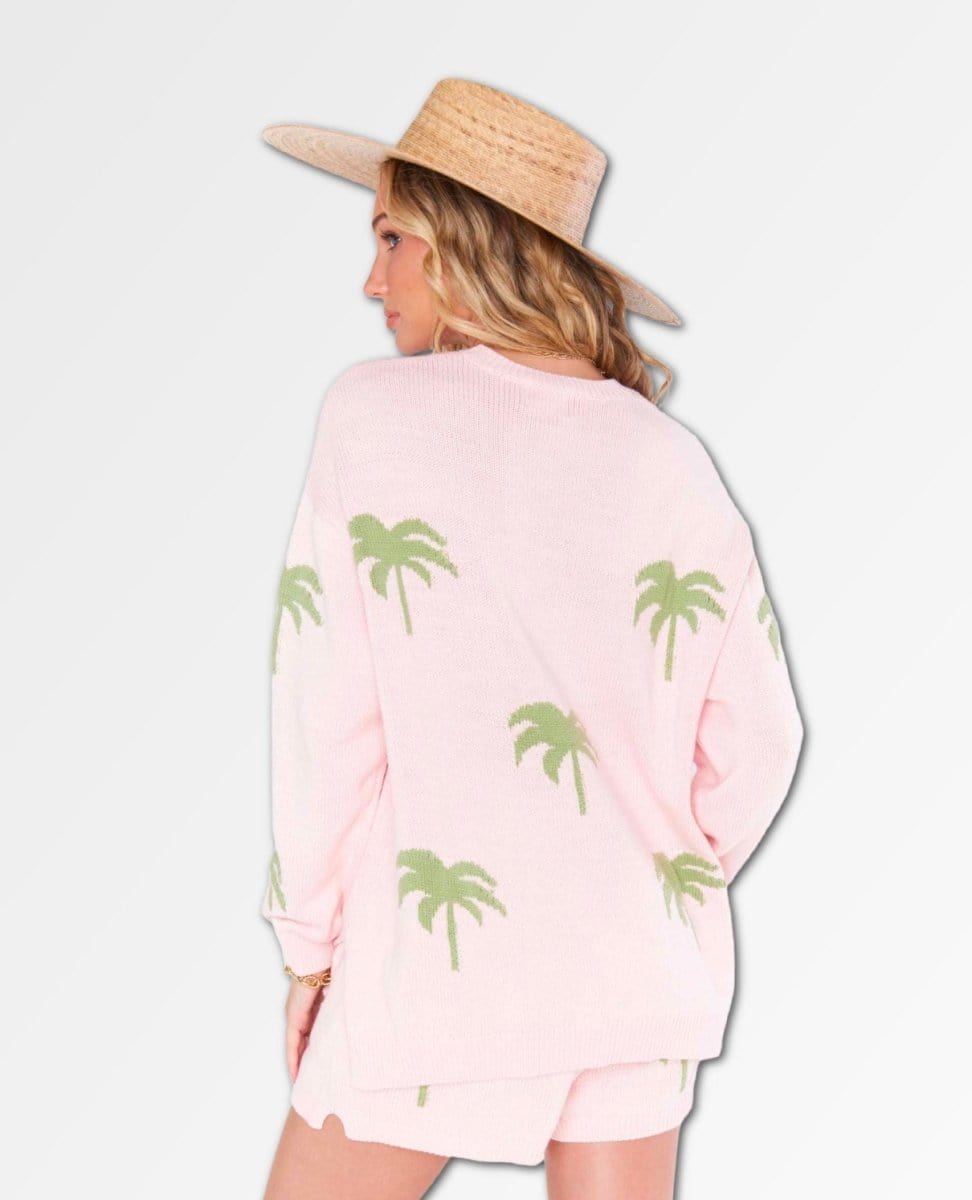 Go To Sweater Pink Palm Tree - PINK ARROWS
