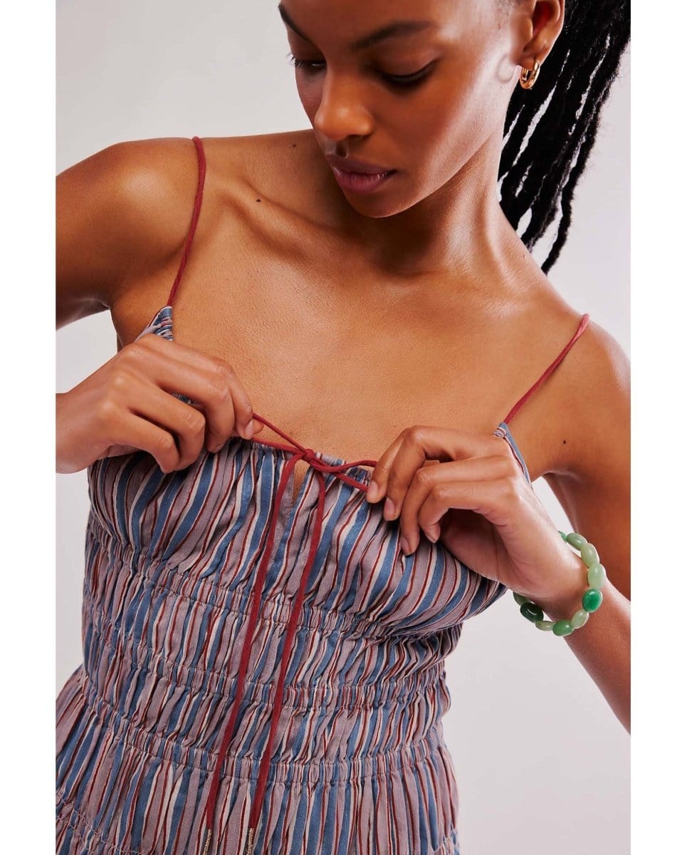 Going Steady Midi Denim Stripe - PINK ARROWS