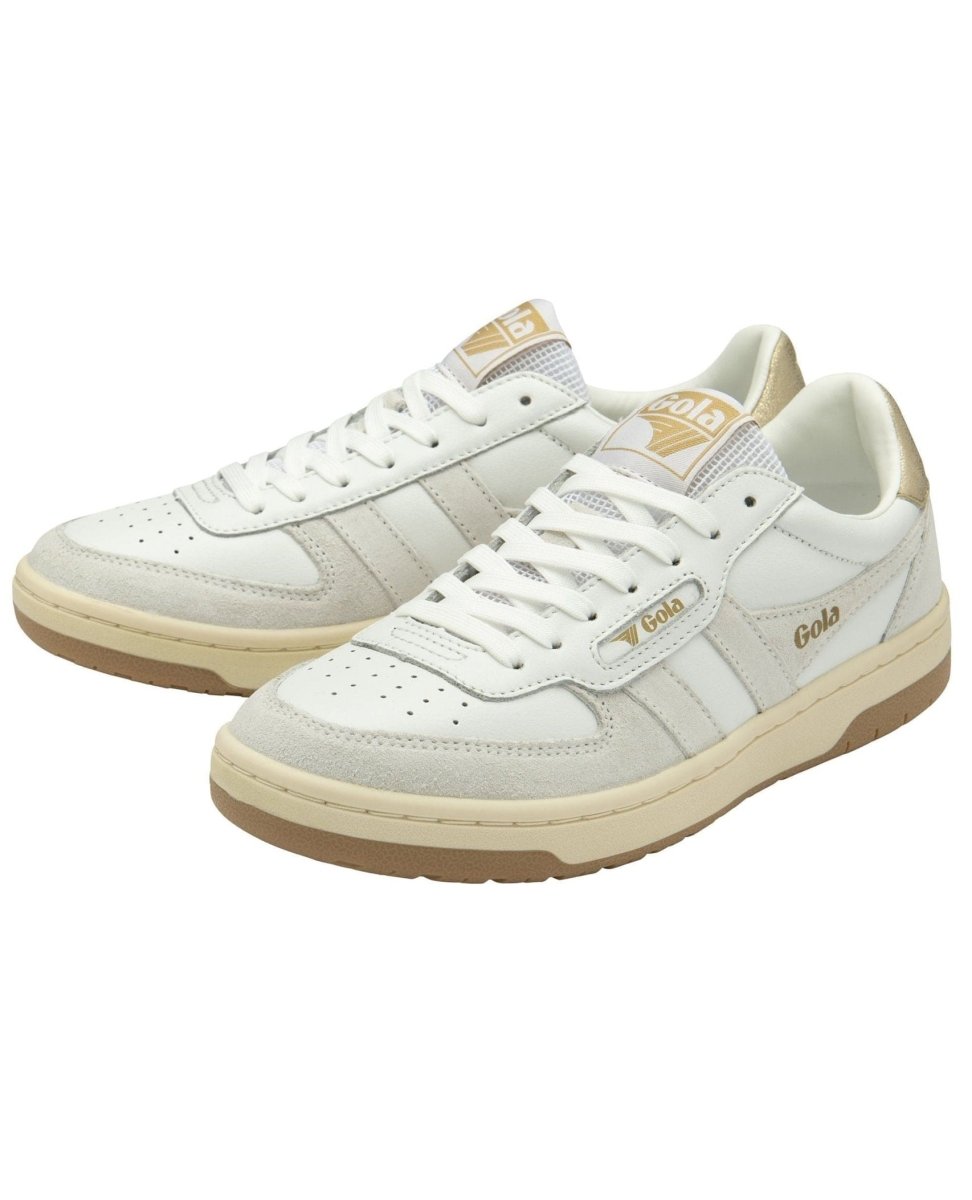 Gola Classics Women's Hawk Sneakers White/White/Gold - PINK ARROWS