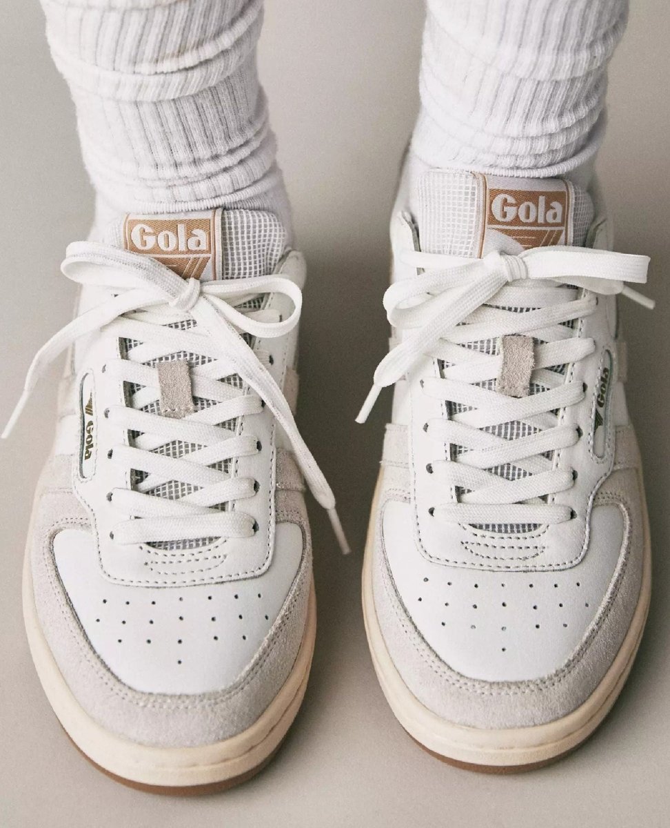 Gola Classics Women's Hawk Sneakers White/White/Gold - PINK ARROWS