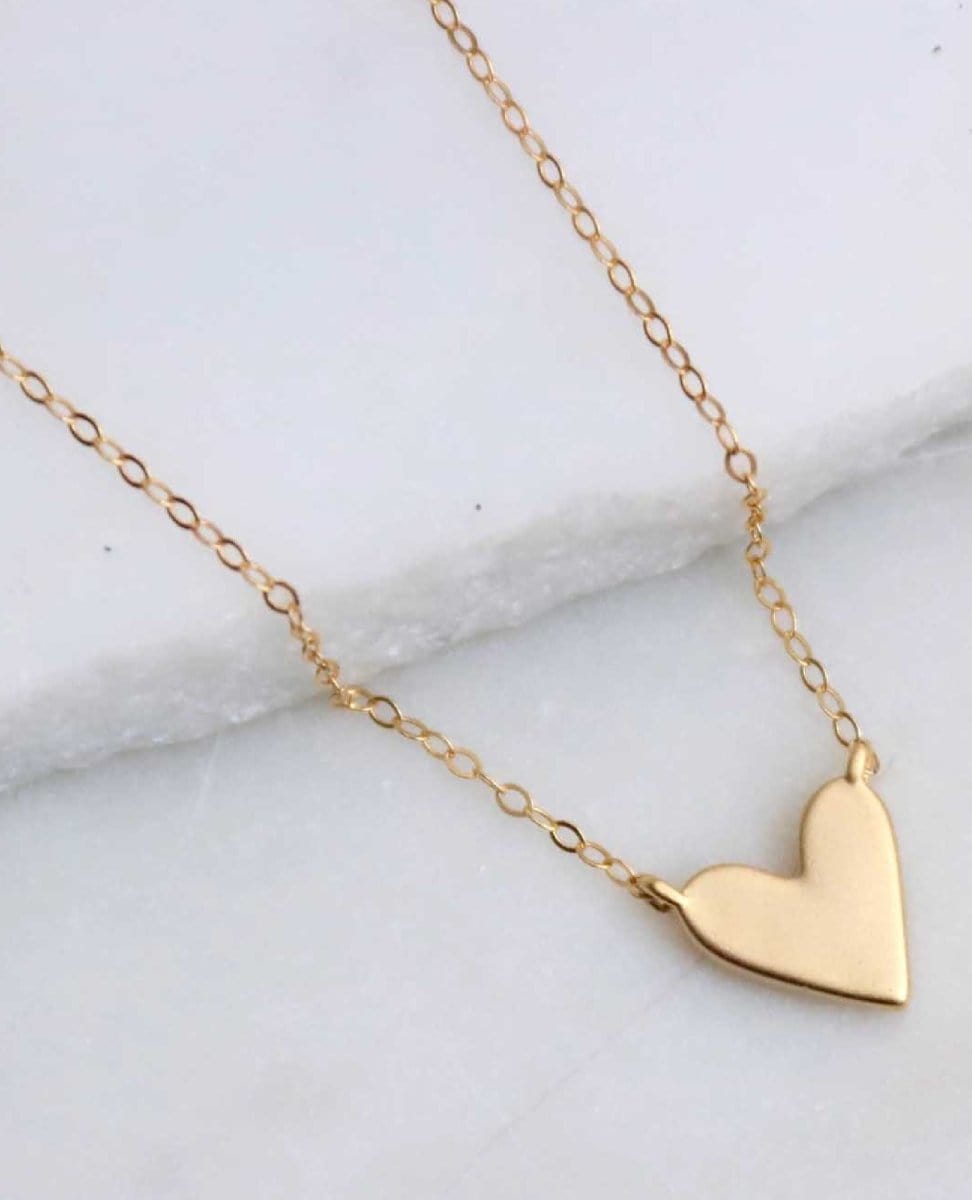 Gold Heart Necklace - PINK ARROWS