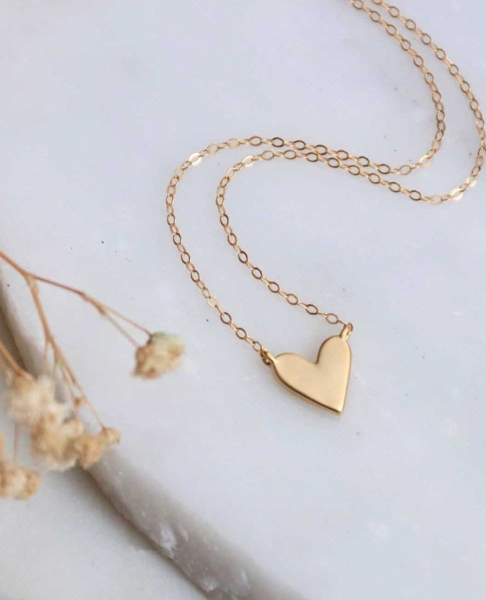Gold Heart Necklace - PINK ARROWS