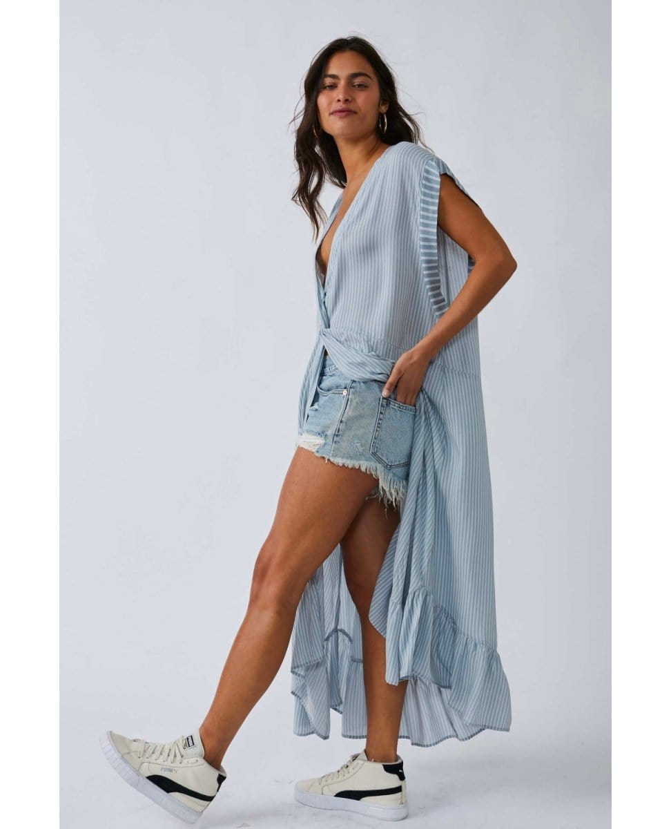 Gone Sailing Maxi Dress Chambray - PINK ARROWS