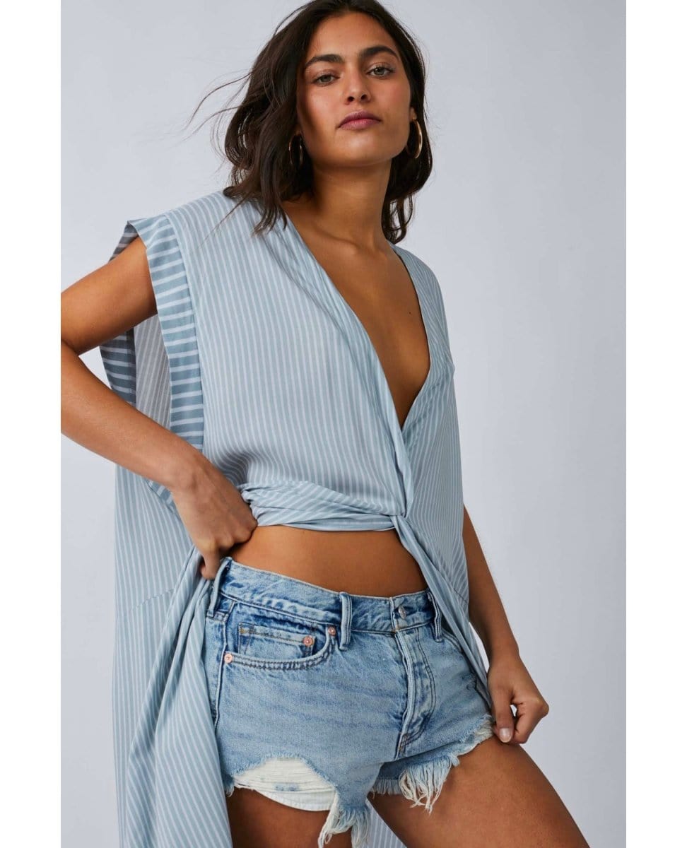 Gone Sailing Maxi Dress Chambray - PINK ARROWS