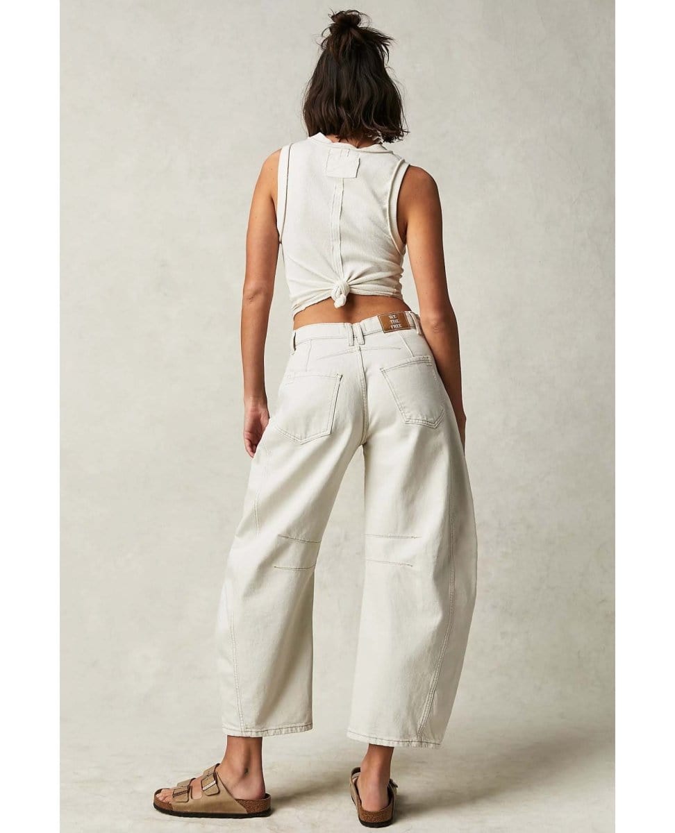 Good Luck Mid Rise Barrrel Jean Milk - PINK ARROWS