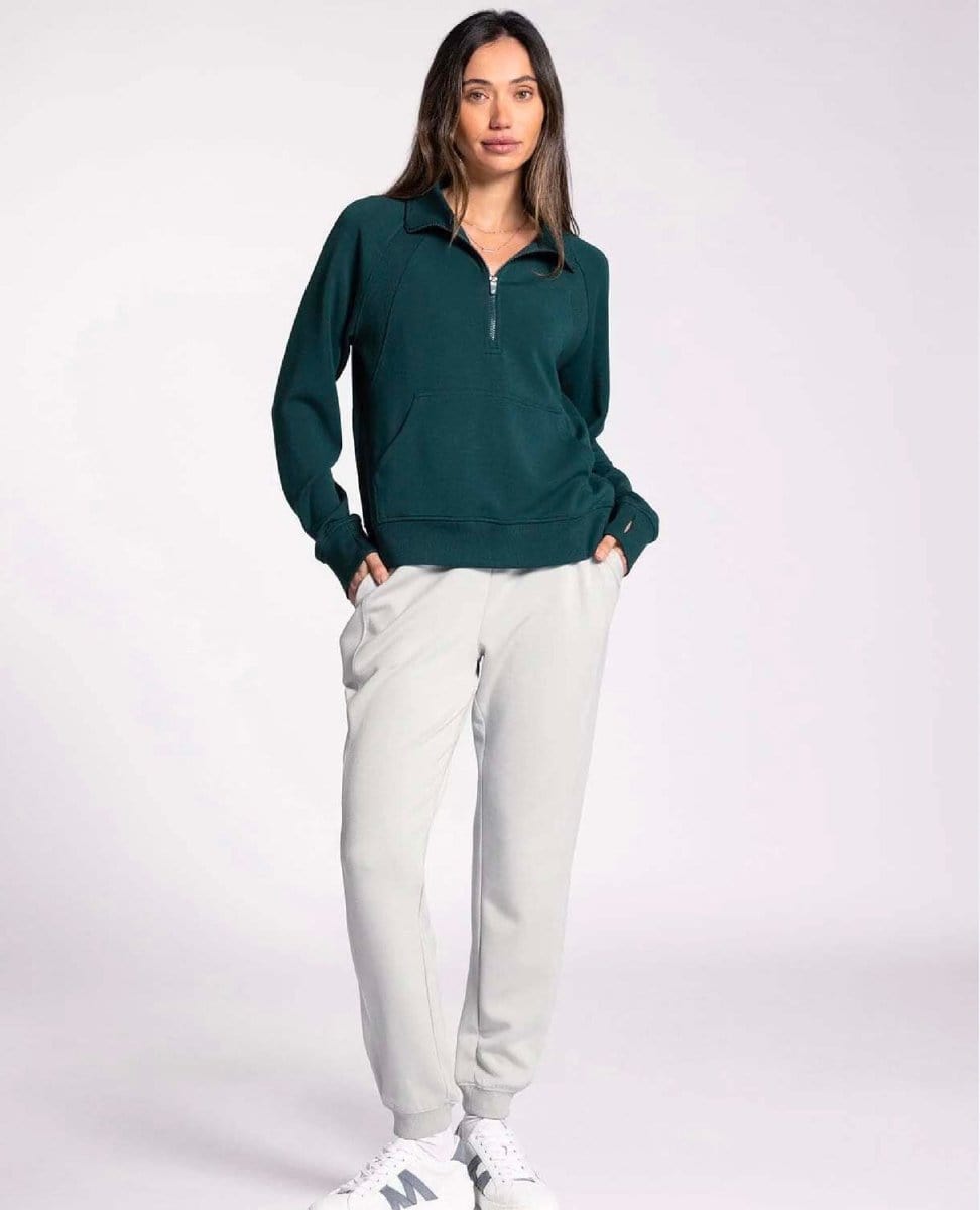 Half Zip Hoodie Evergreen - PINK ARROWS