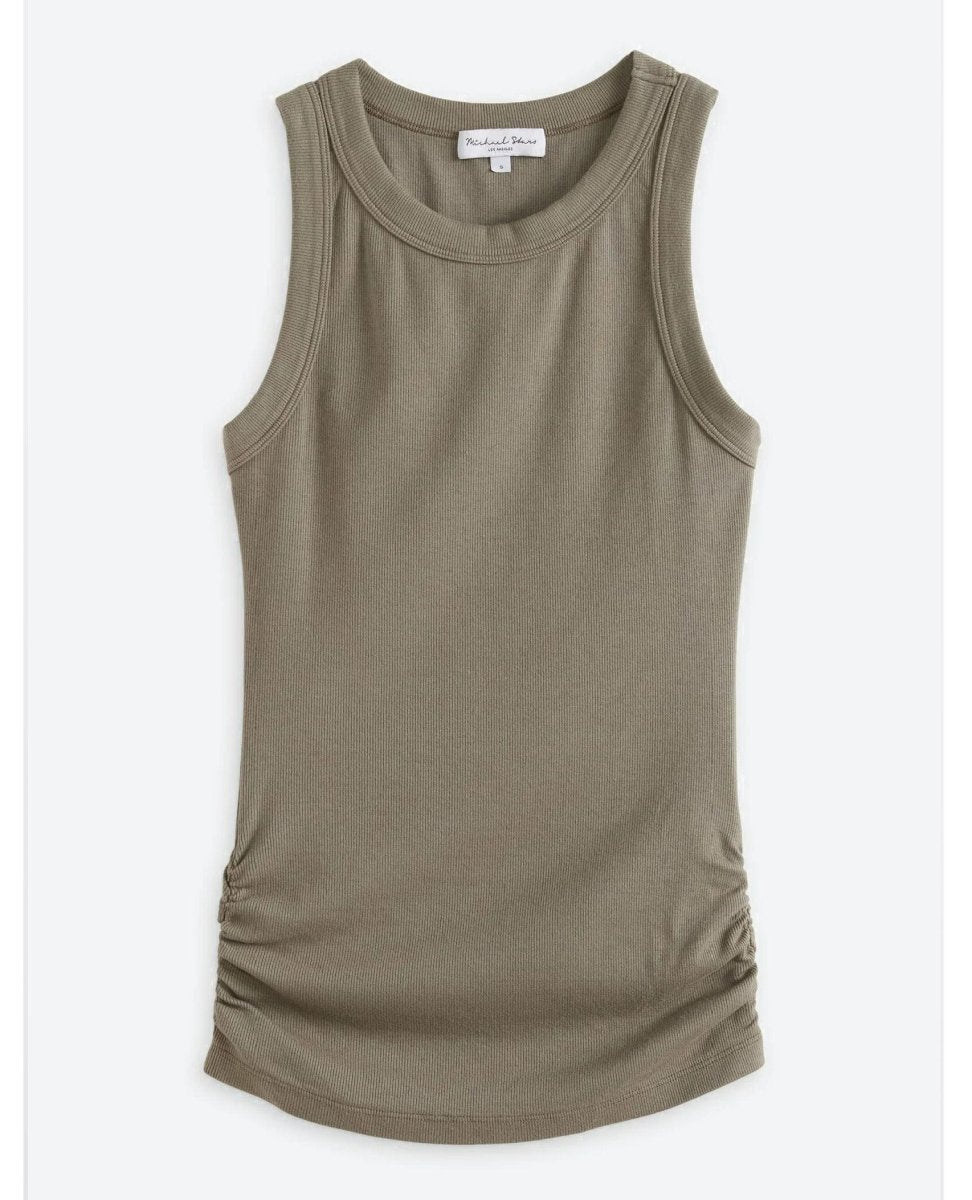 Halley Ruched Side Tank Olive - PINK ARROWS