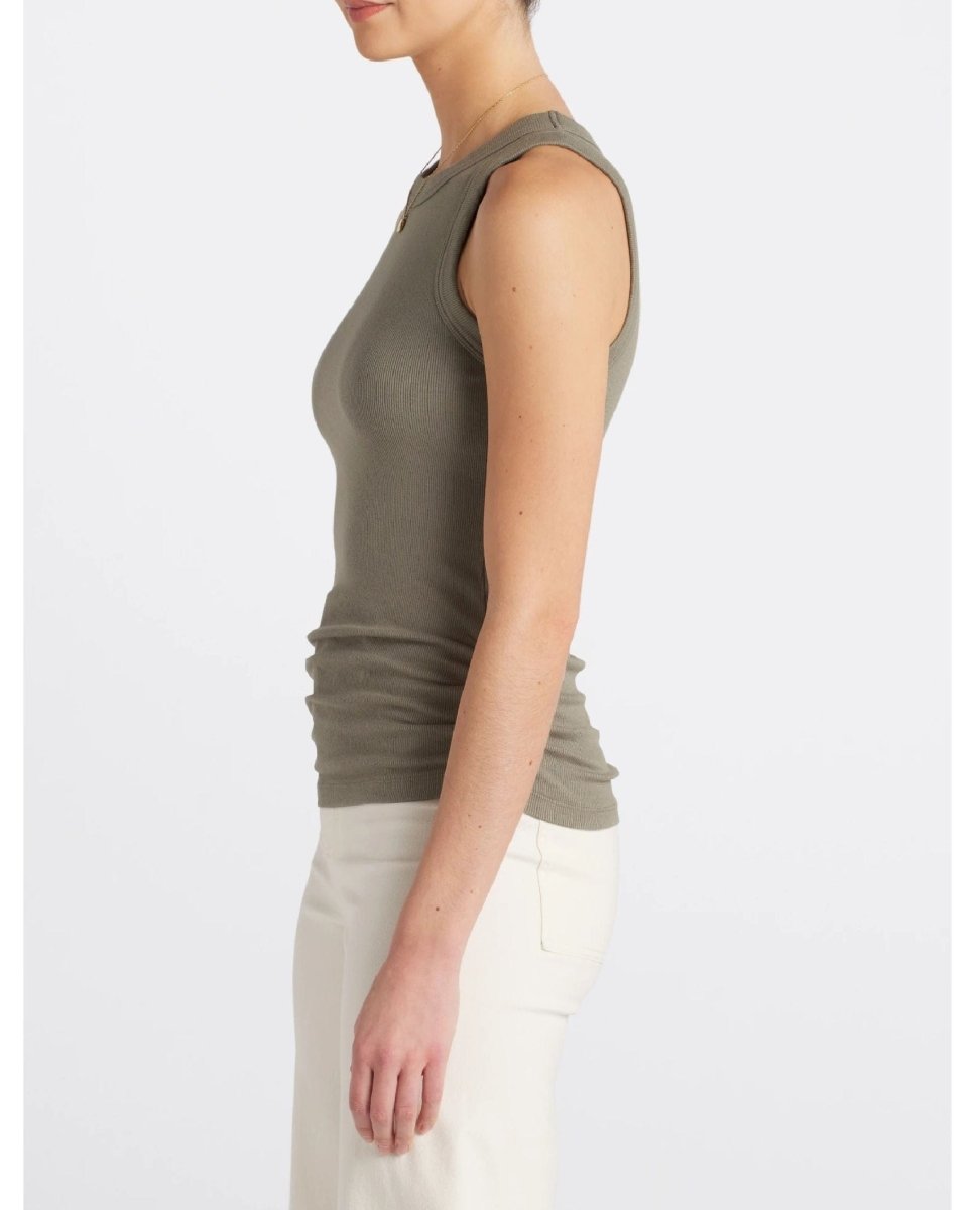 Halley Ruched Side Tank Olive - PINK ARROWS