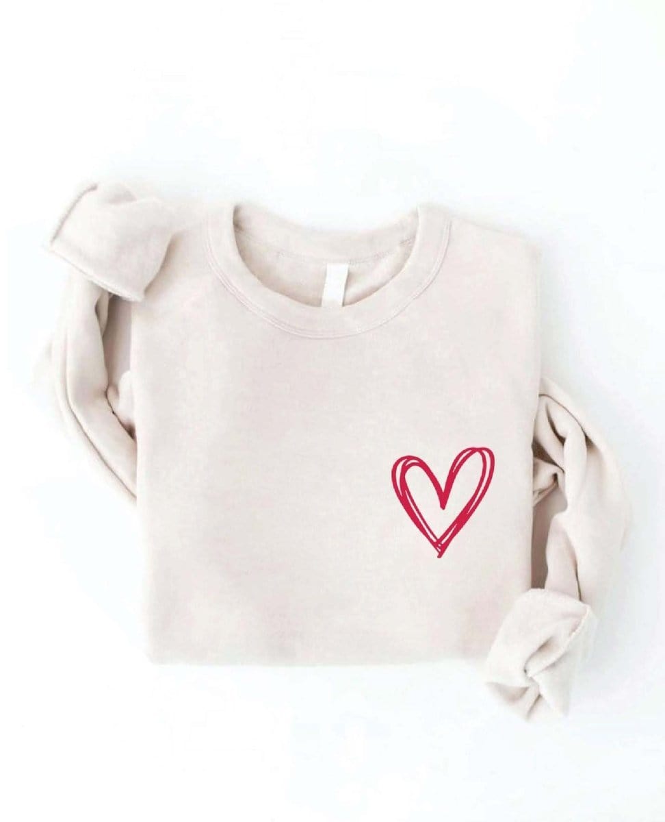 Heart Graphic Sweatshirt Heather Dust - PINK ARROWS