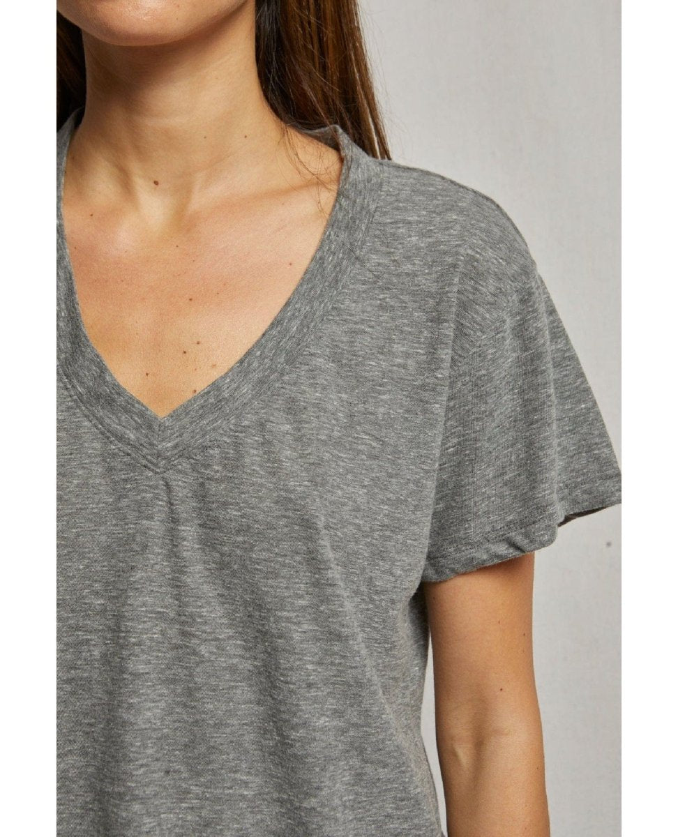 Hendrix V Neck Tee Heather Grey - PINK ARROWS