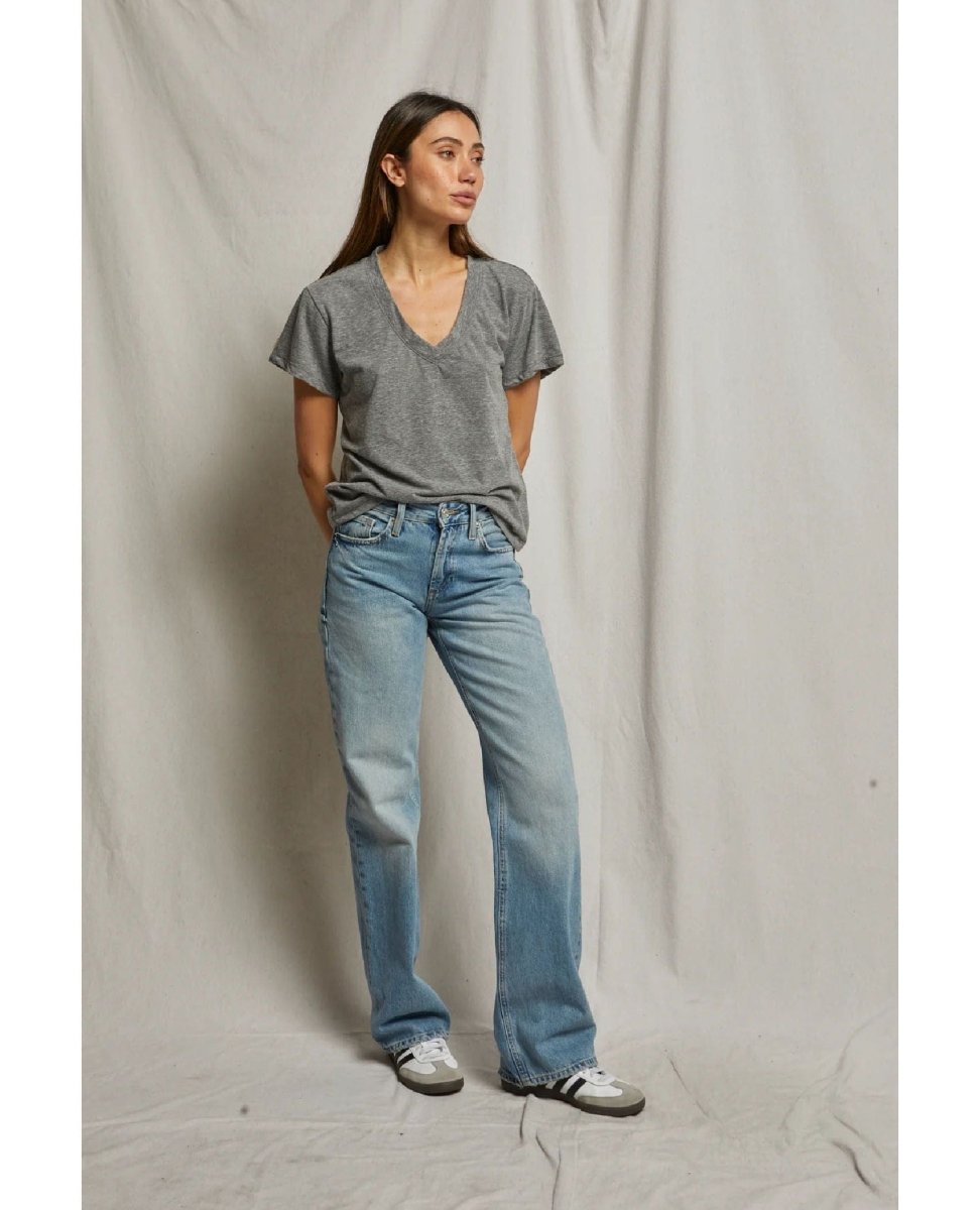 Hendrix V Neck Tee Heather Grey - PINK ARROWS