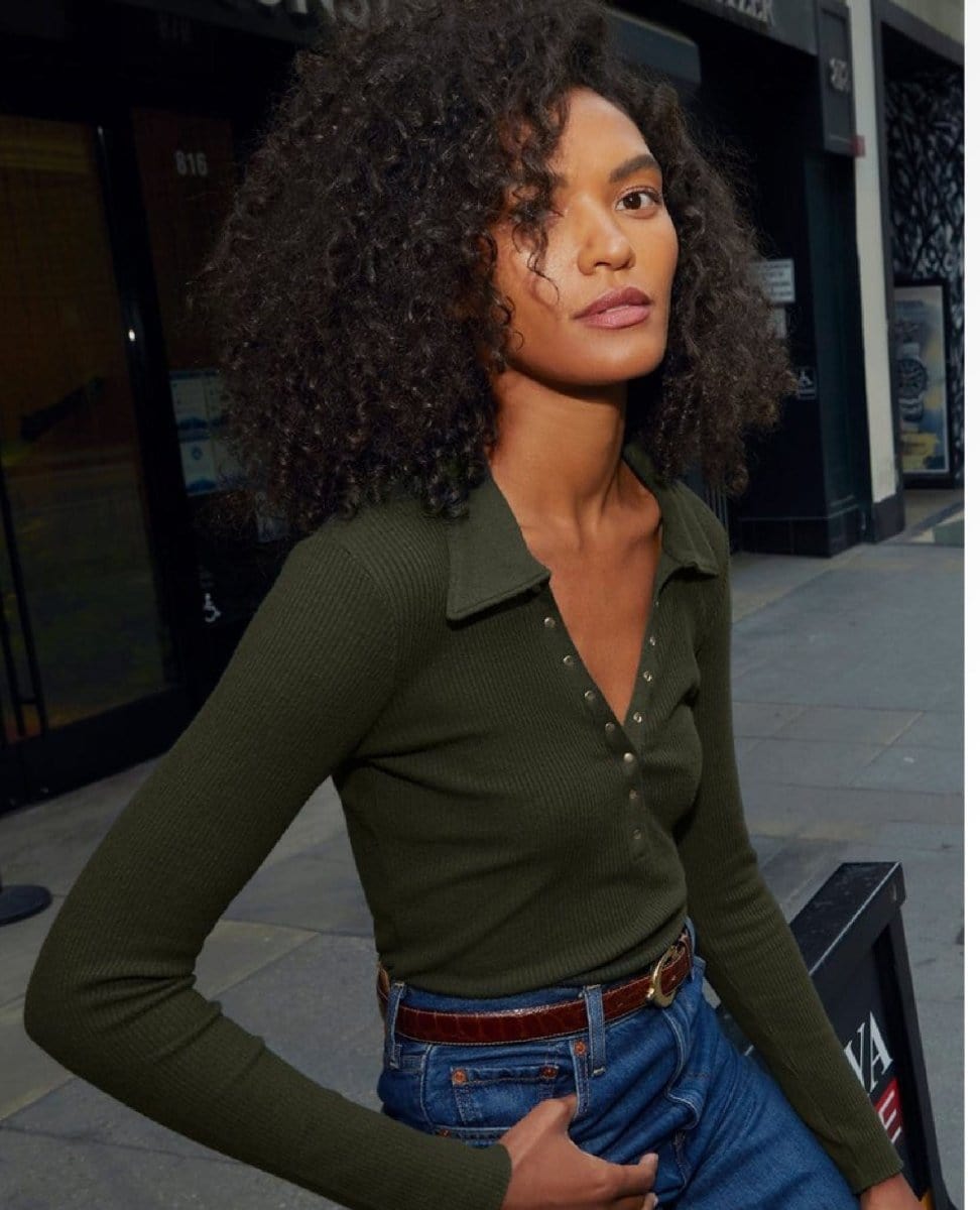 Hollis Collared Snap Tee Nori - PINK ARROWS