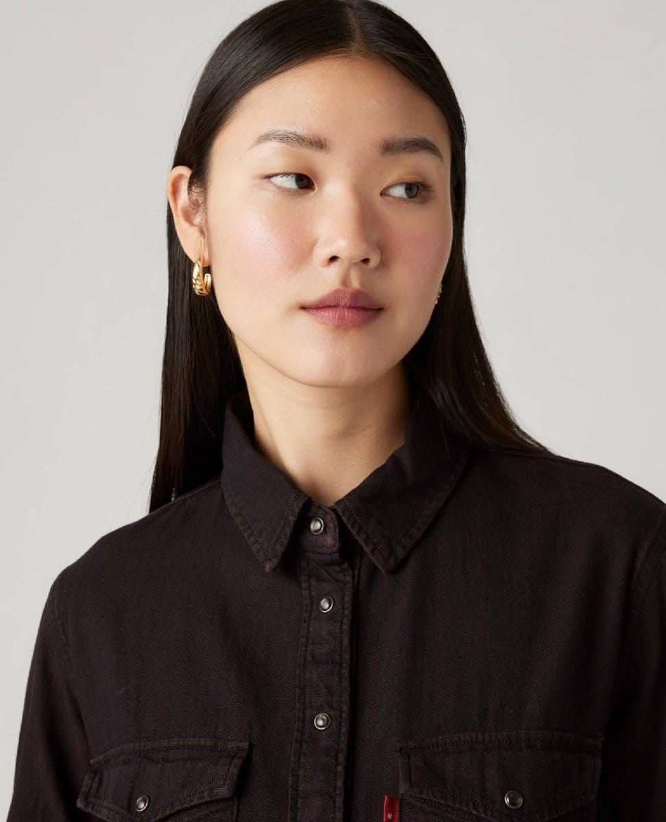 Iconic Western Denim Shirt Black - PINK ARROWS