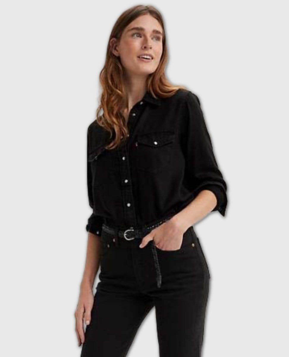 Iconic Western Denim Shirt Black - PINK ARROWS