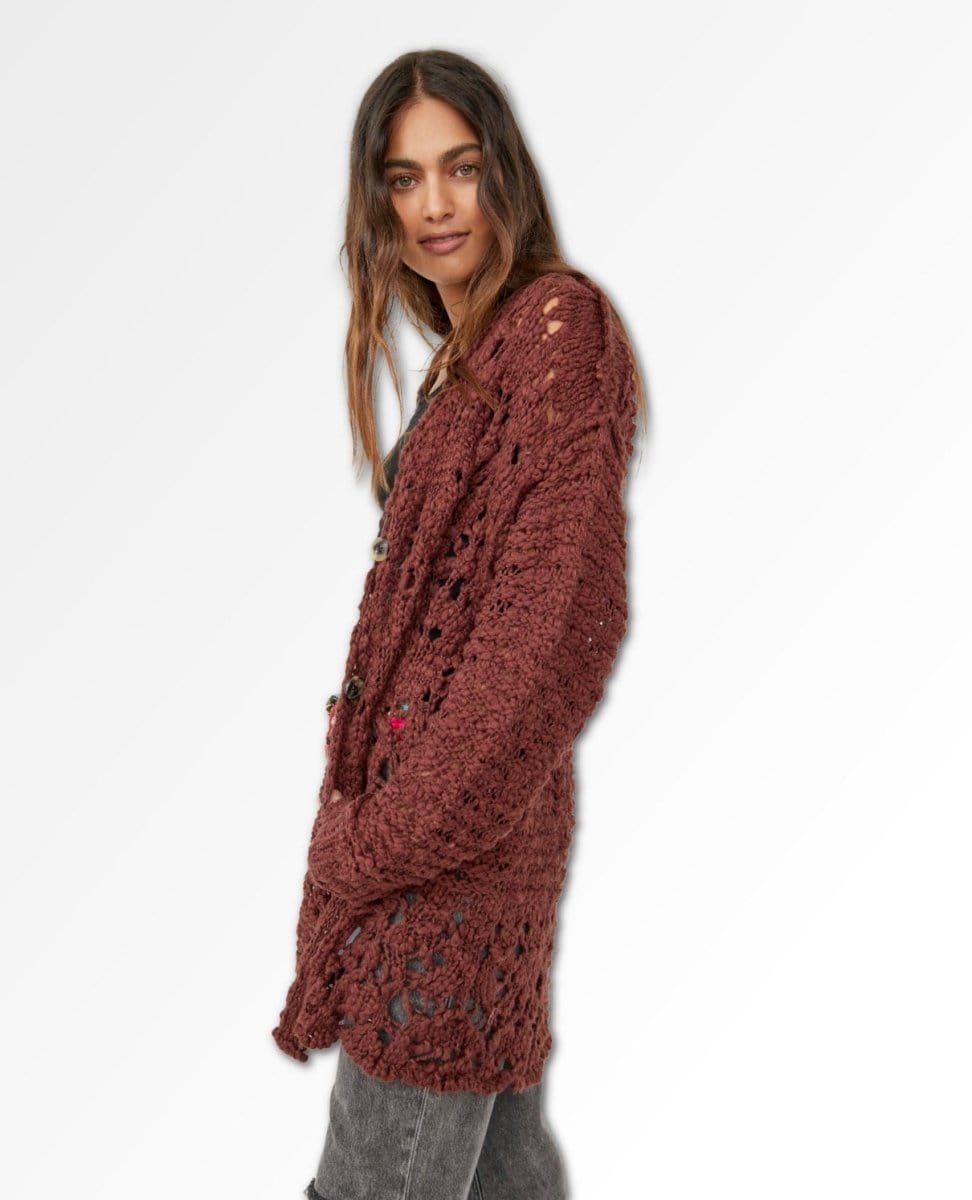 Imelda Cardigan Rum Rasin - PINK ARROWS