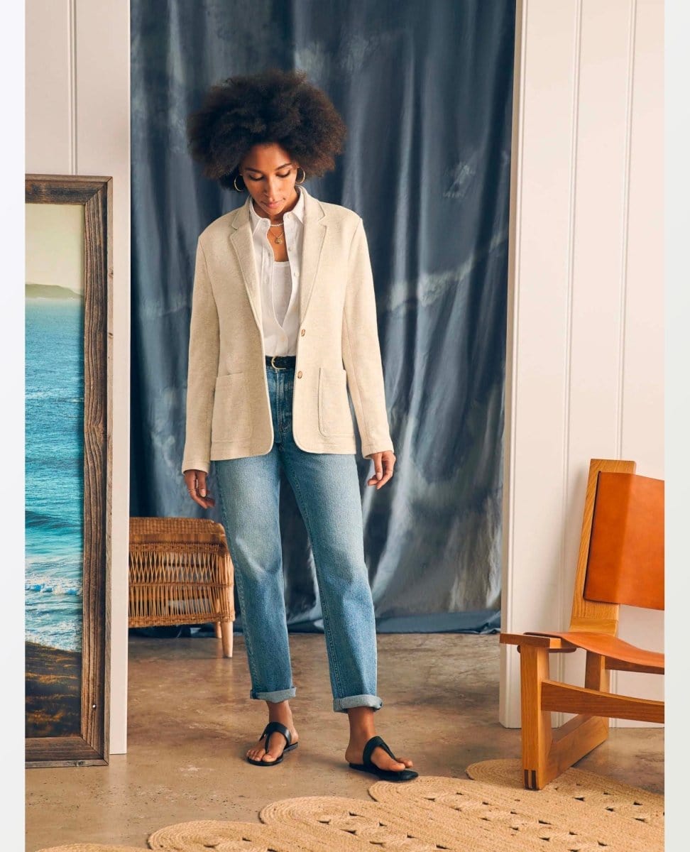 Inlet Blazer Oatmeal Melange - PINK ARROWS