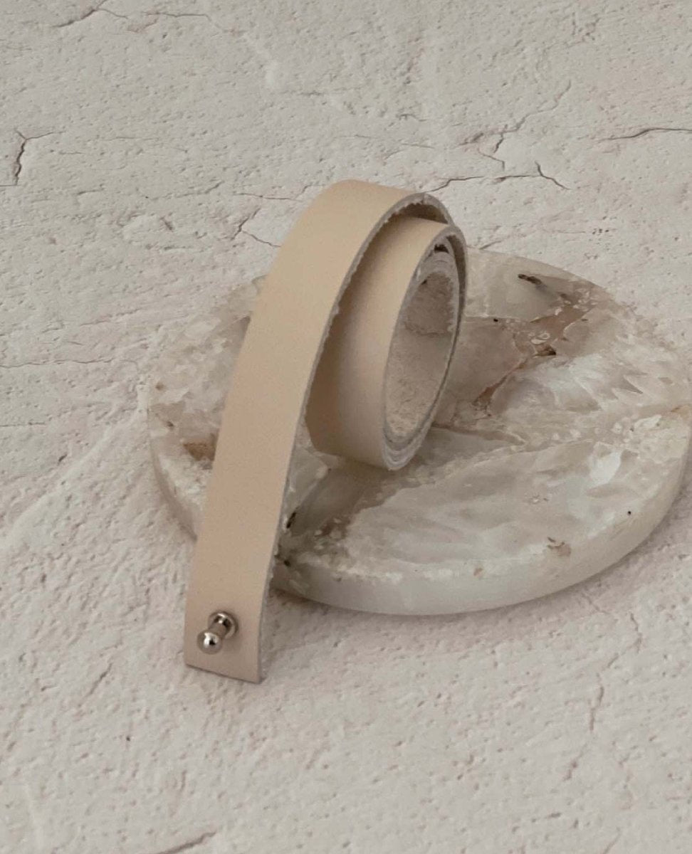 Ivory Leather Hat Band - PINK ARROWS