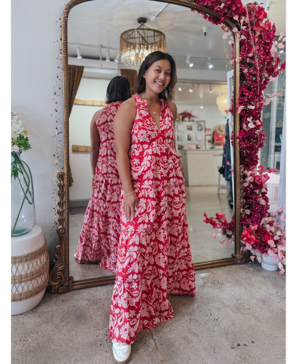 Jade Dress in Bora Bora Tabasco - PINK ARROWS