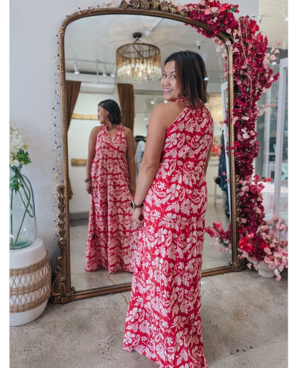 Jade Dress in Bora Bora Tabasco - PINK ARROWS