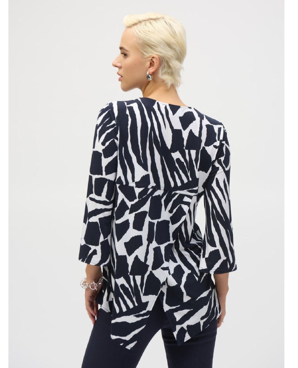 Joseph Ribkoff Tunic Black Print - PINK ARROWS