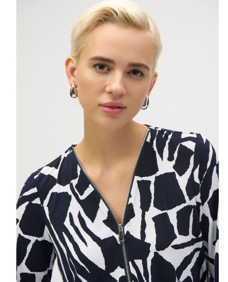 Joseph Ribkoff Tunic Black Print - PINK ARROWS