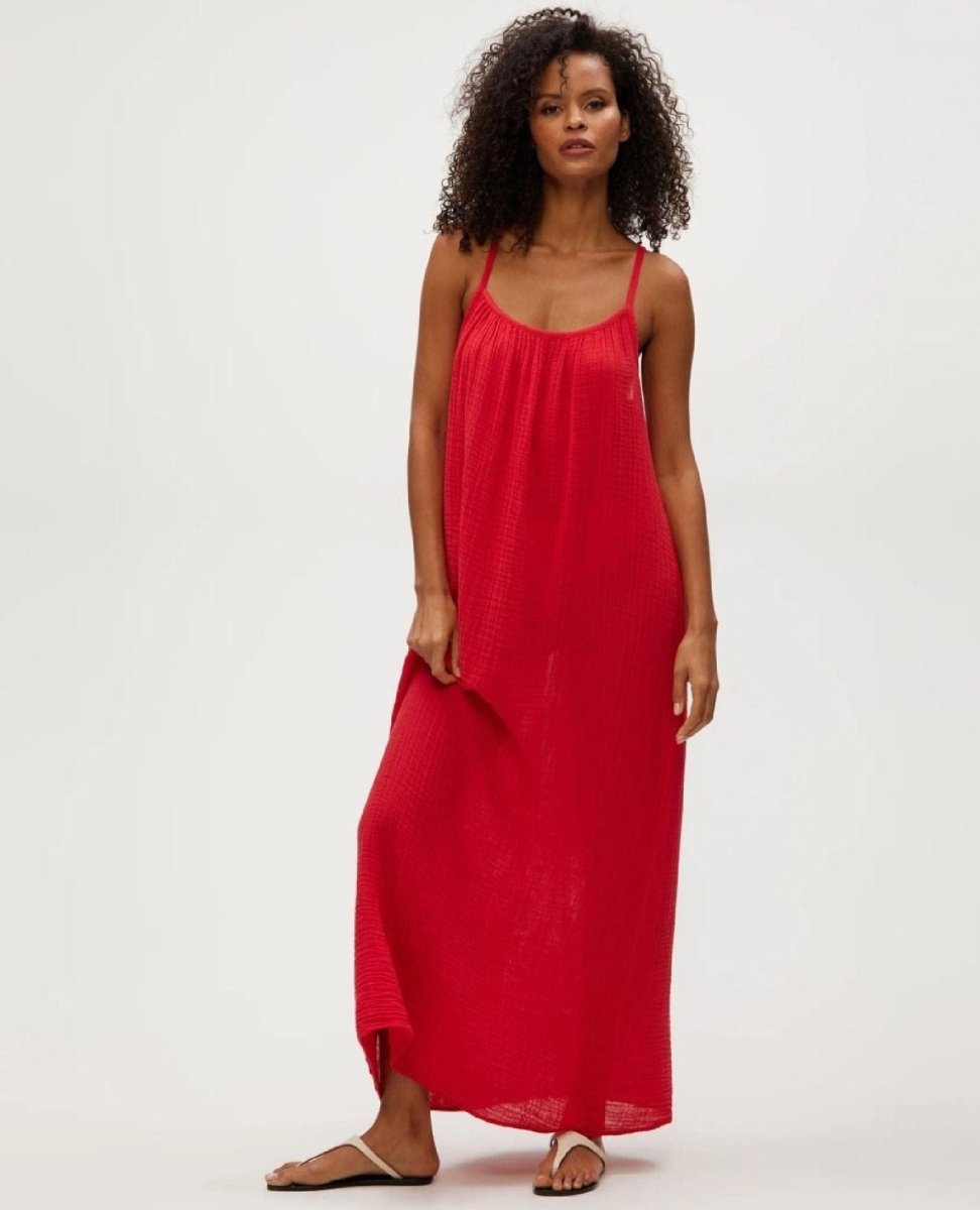 Jude Gauze Dress Rumba Red - PINK ARROWS