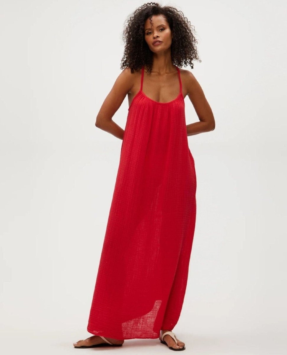 Jude Gauze Dress Rumba Red - PINK ARROWS