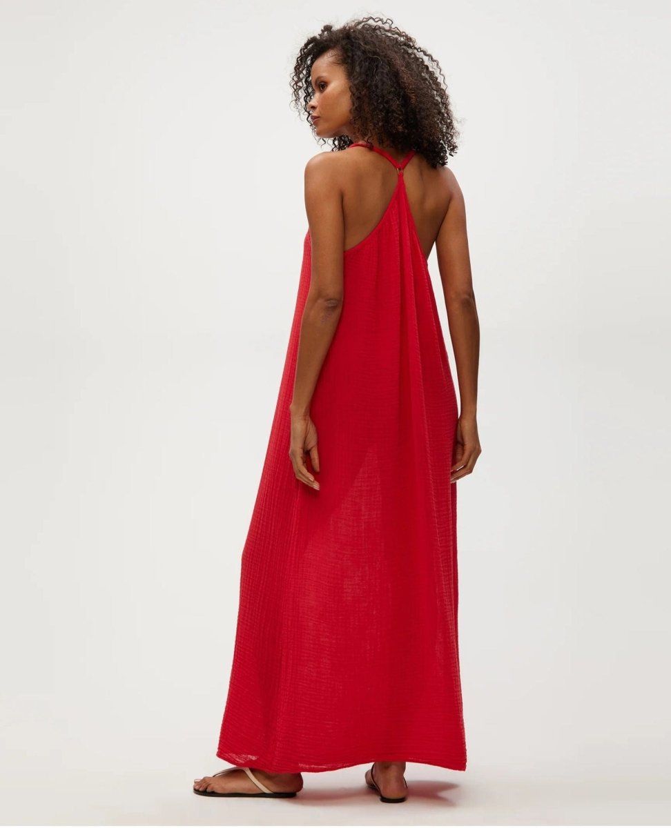 Jude Gauze Dress Rumba Red - PINK ARROWS