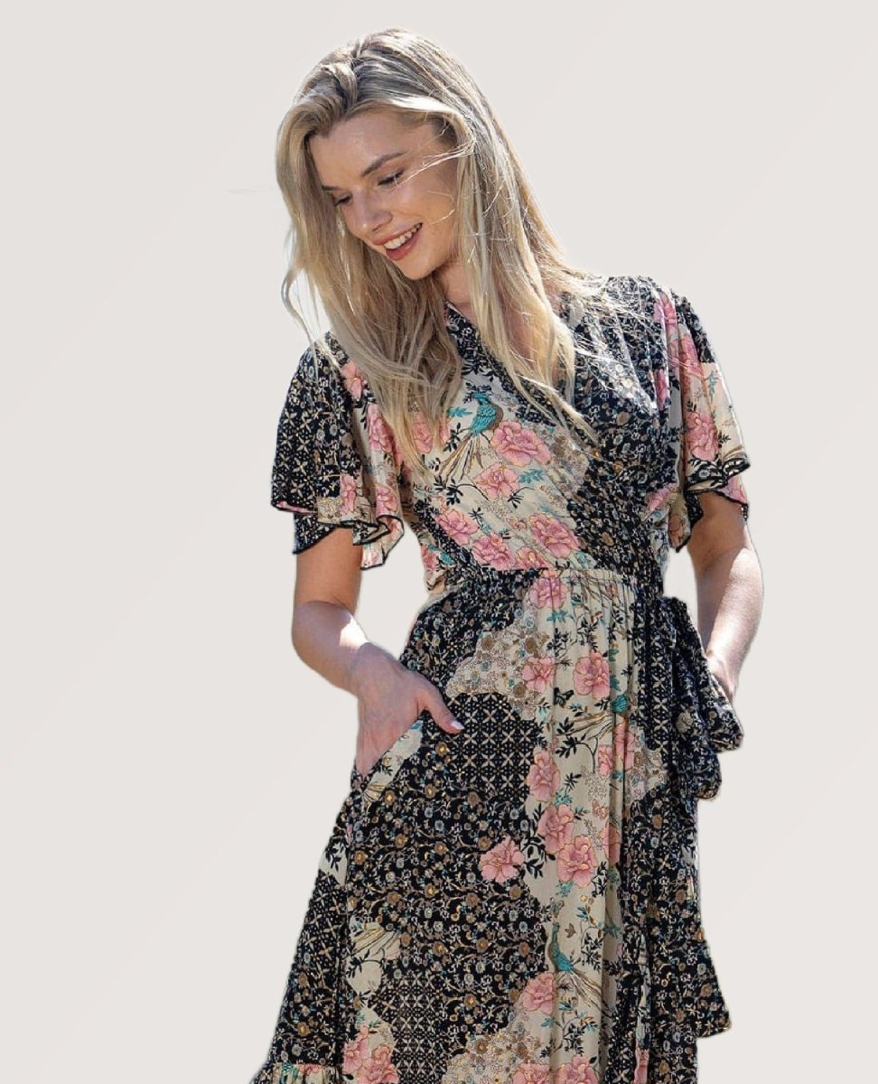 Juliette Wrap Midnight Bloom - PINK ARROWS