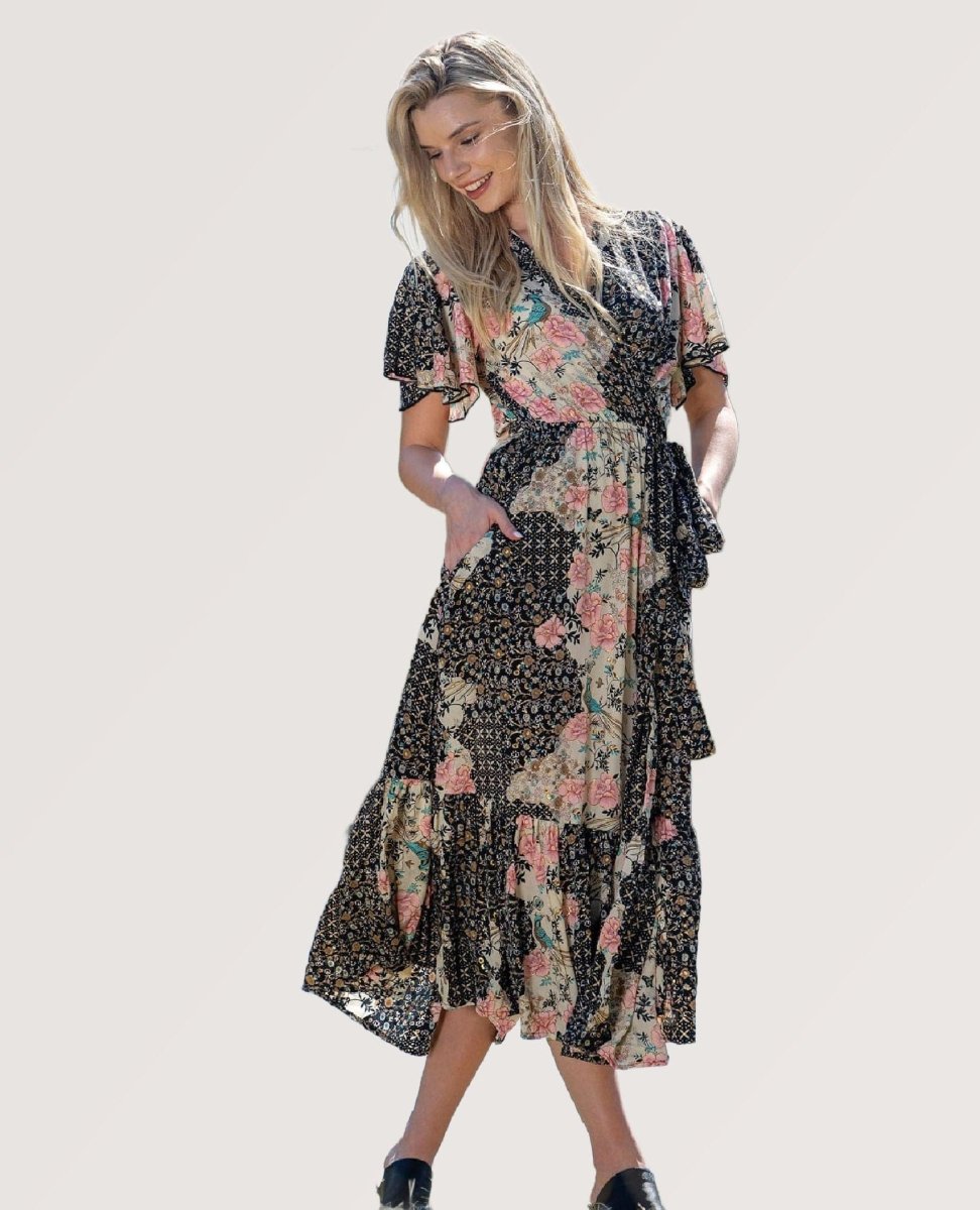 Juliette Wrap Midnight Bloom - PINK ARROWS