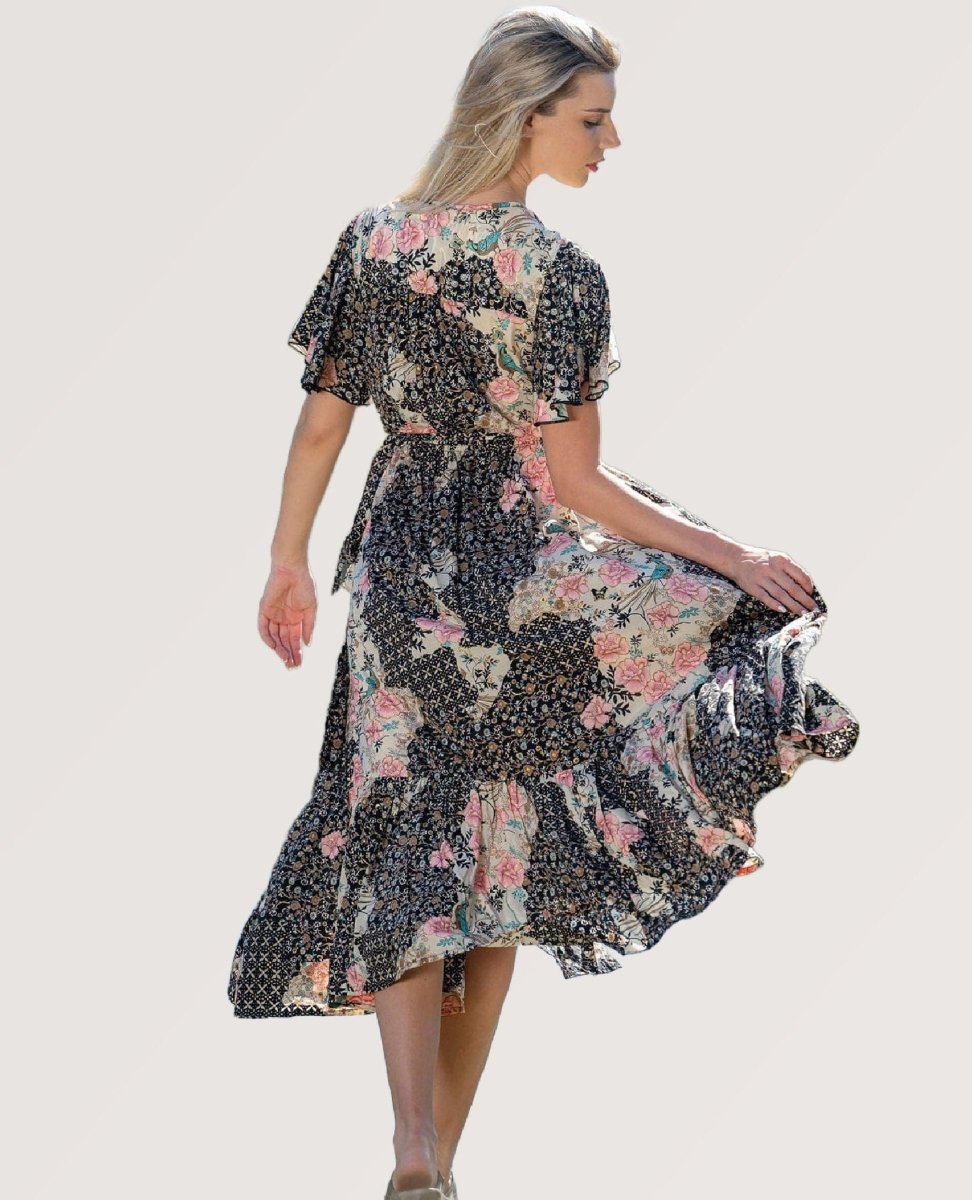 Juliette Wrap Midnight Bloom - PINK ARROWS