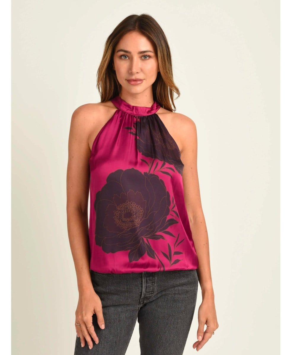 Kaiya Floral Halter Top With Bow - PINK ARROWS