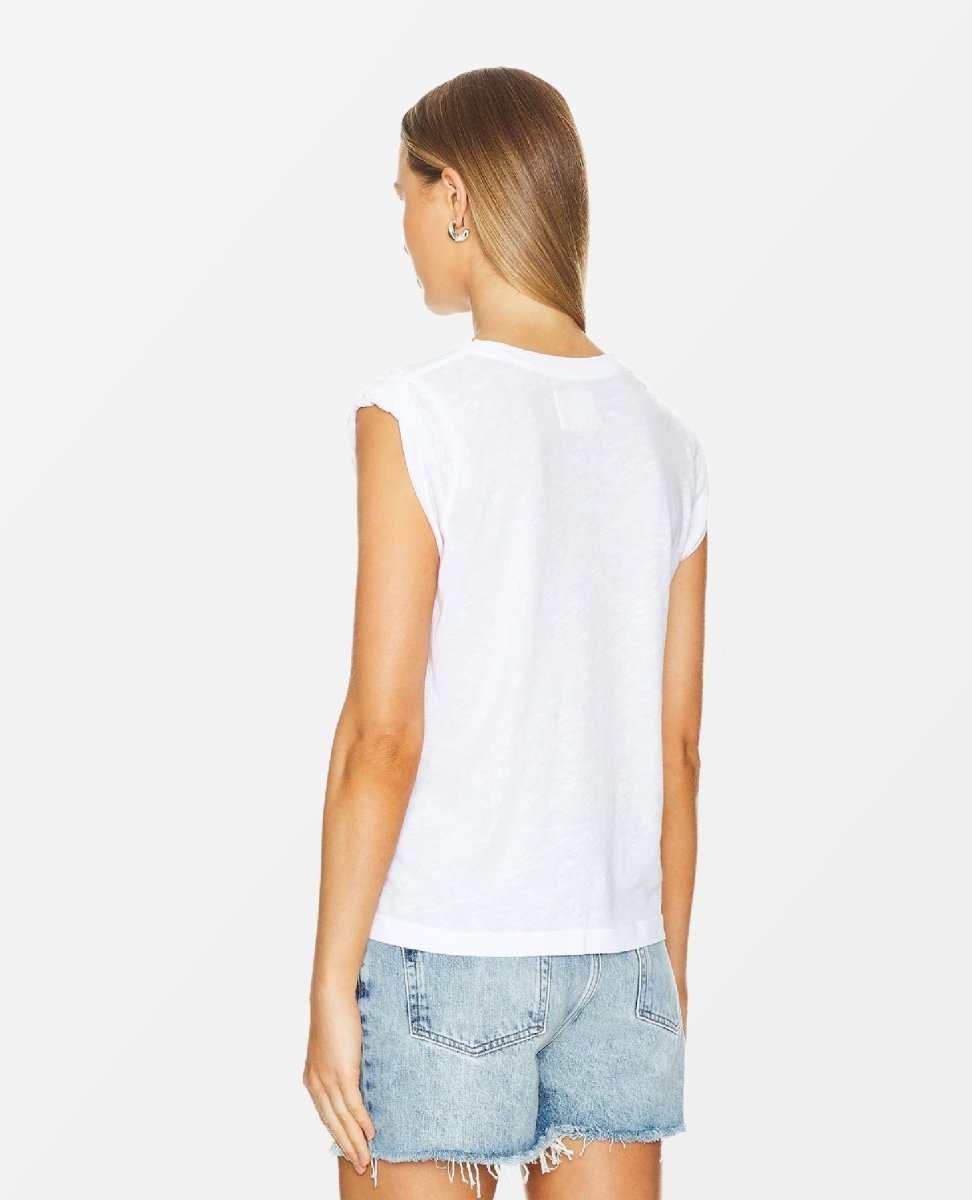 Kelsey Roll Sleeve Tee White - PINK ARROWS