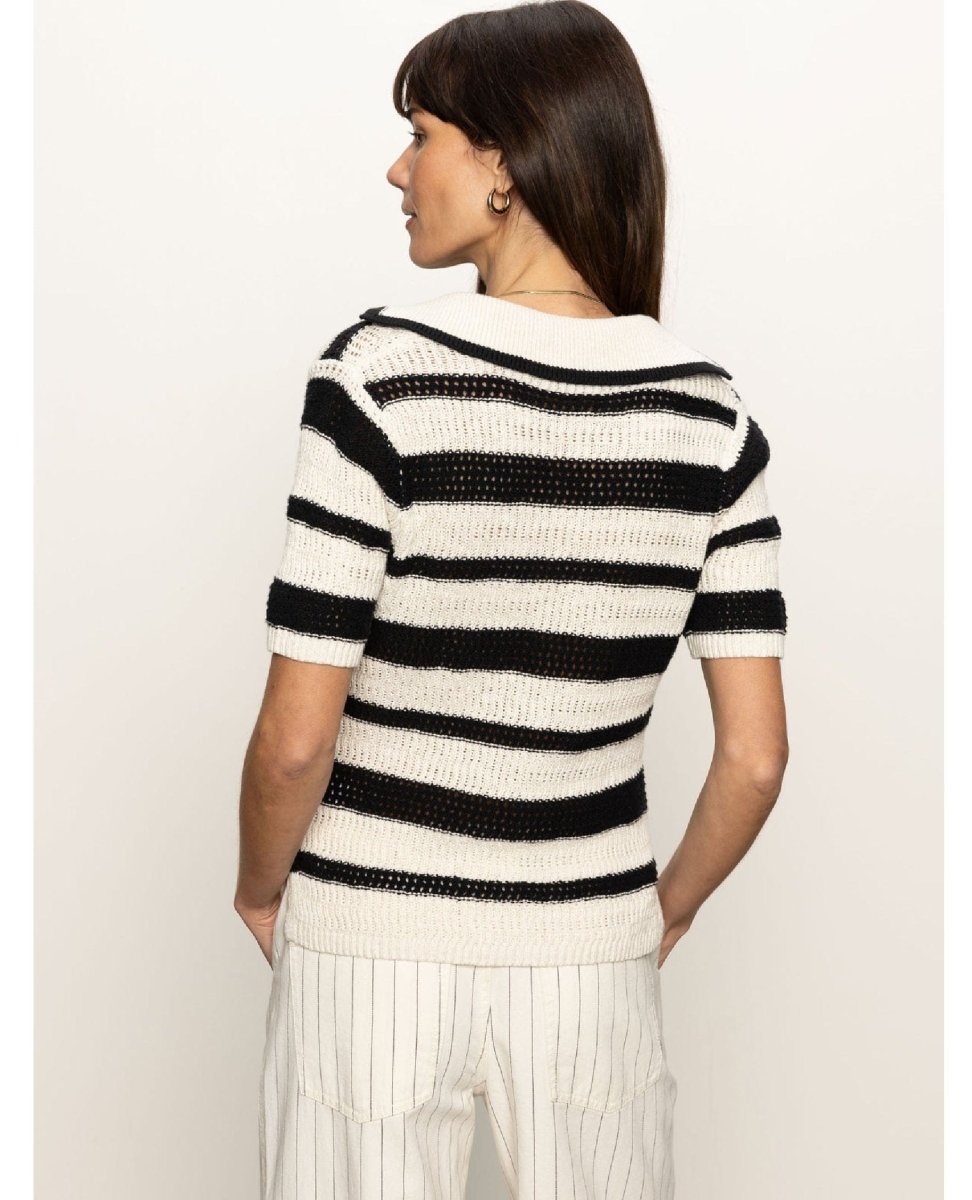 Knitted Collared Top Black Chalk - PINK ARROWS