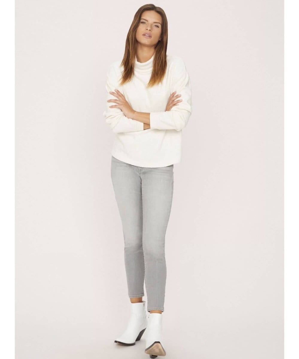 Kyla Mock Neck Pullover, Salt - PINK ARROWS