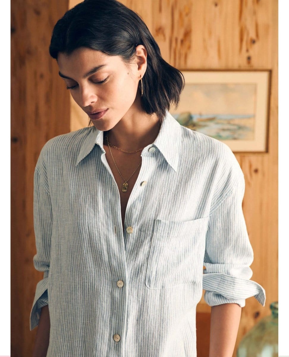 Laguna Linen Maxi Dress Stripe - PINK ARROWS