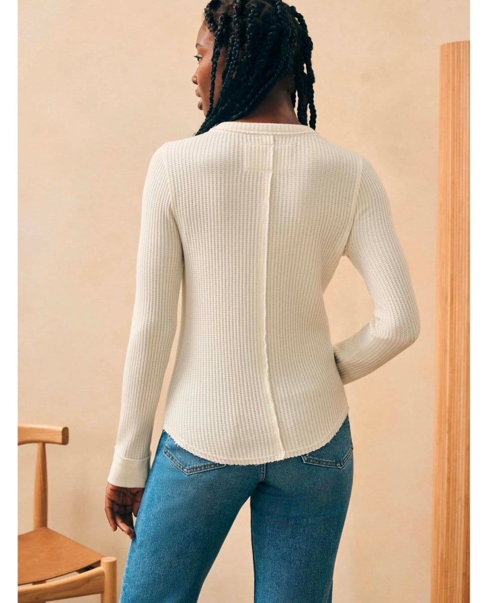 Legend Apres Waffle Henley Ivory - PINK ARROWS